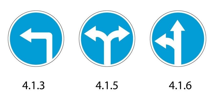 Дорожные знаки поворота 4.1.3 4.1.5 4.1.6
